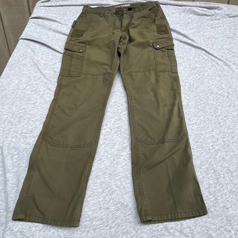 Carhartt Rugged Flex Relaxed Fit Ripstop Cargo Work Pants Green 34x34 BN5461-M
